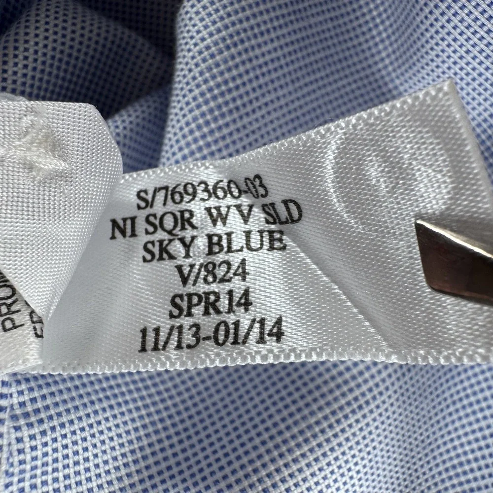 BANANA REPUBLIC Non Iron Slim Fit Dress Shirt Mens XSmall Sky Blue Square Weave
